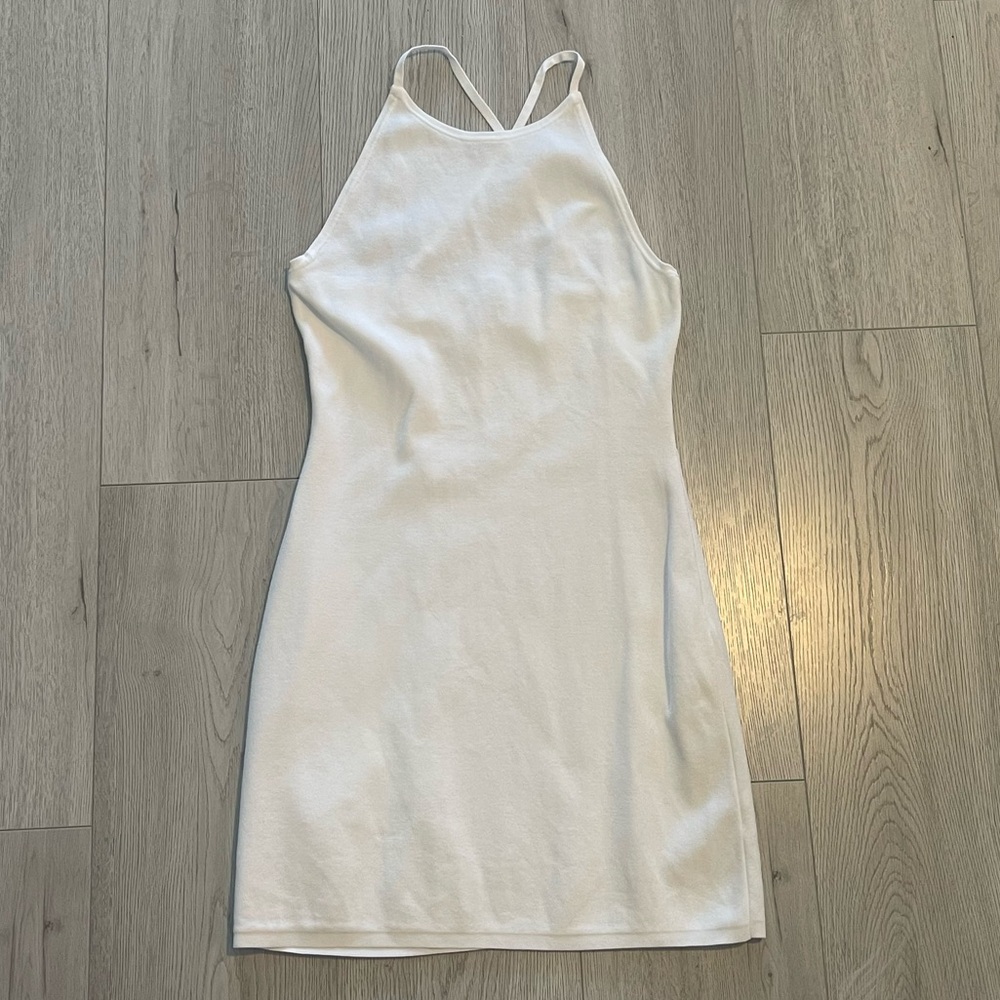 Aritzia Babaton Anderson Sculpt Knit Halter Dress - White Bodycon Mini Dress